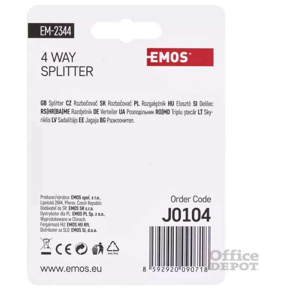 Emos EM2344 4-es F csatlakozós antenna elosztó