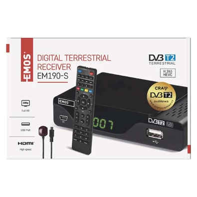 Emos J6014 EM190-s HD DVB-T2 beltéri egység Emos J6014 EM190-s HD DVB-T2 beltéri egység