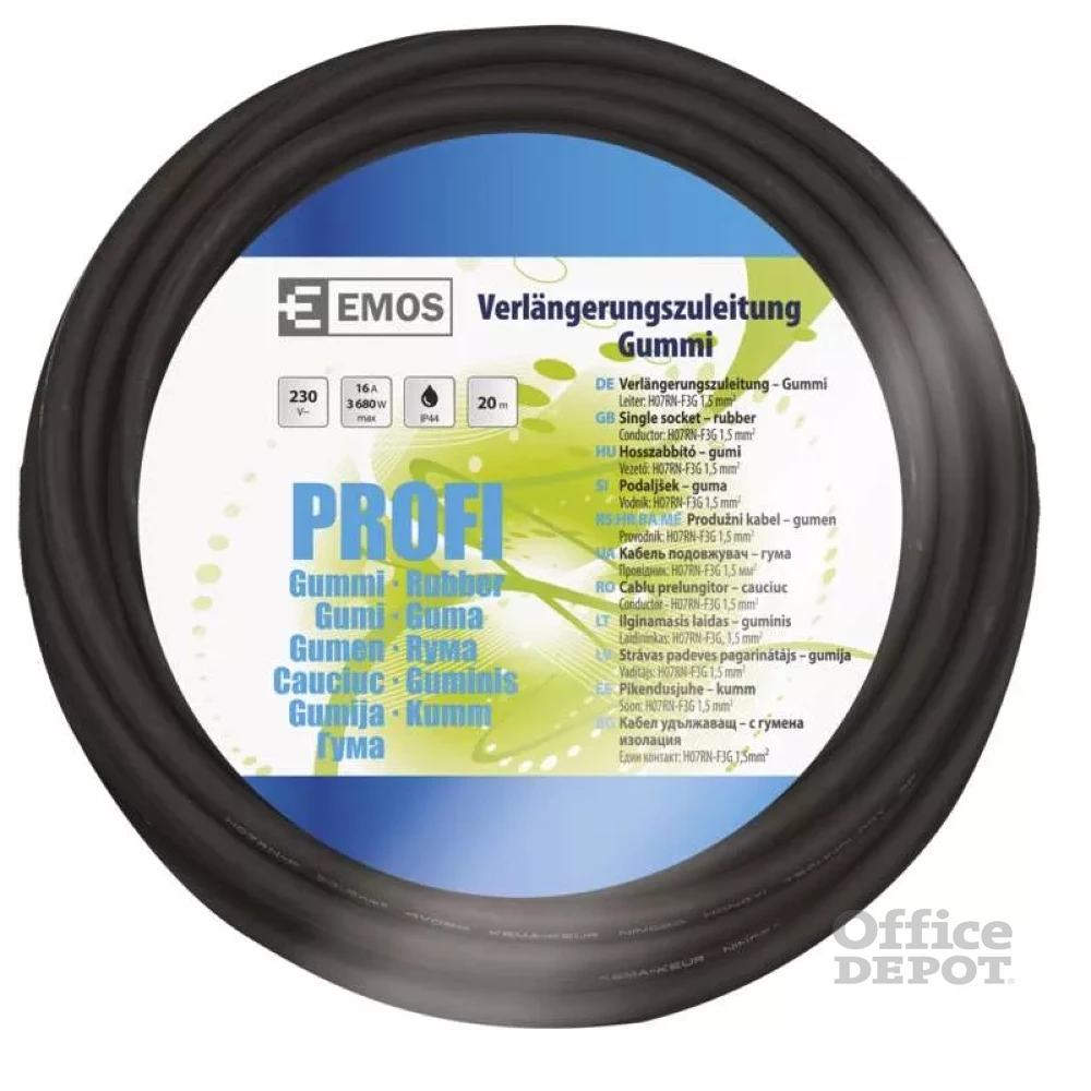 Emos P01820 20 méter 3x1,5mm2 gumikábeles hosszabbító