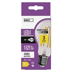 Emos ZF5264D E27/11W (100W)/1521 lm/természetes fehér Filament A60 LED izzó Emos ZF5264D E27/11W (100W)/1521 lm/természetes fehér Filament A60 LED izzó