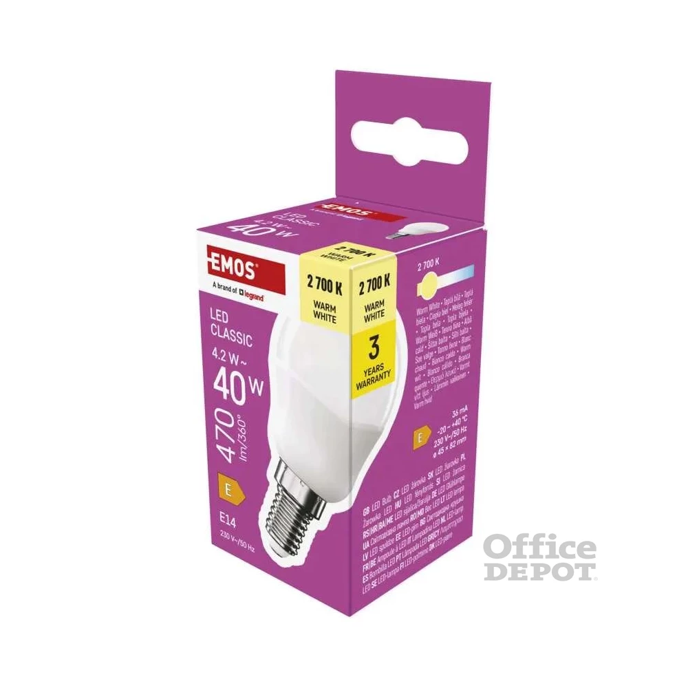 Emos ZQ1E21 E14/4,2 W (40 W)/470 lm/meleg fehér classic mini globe LED izzó