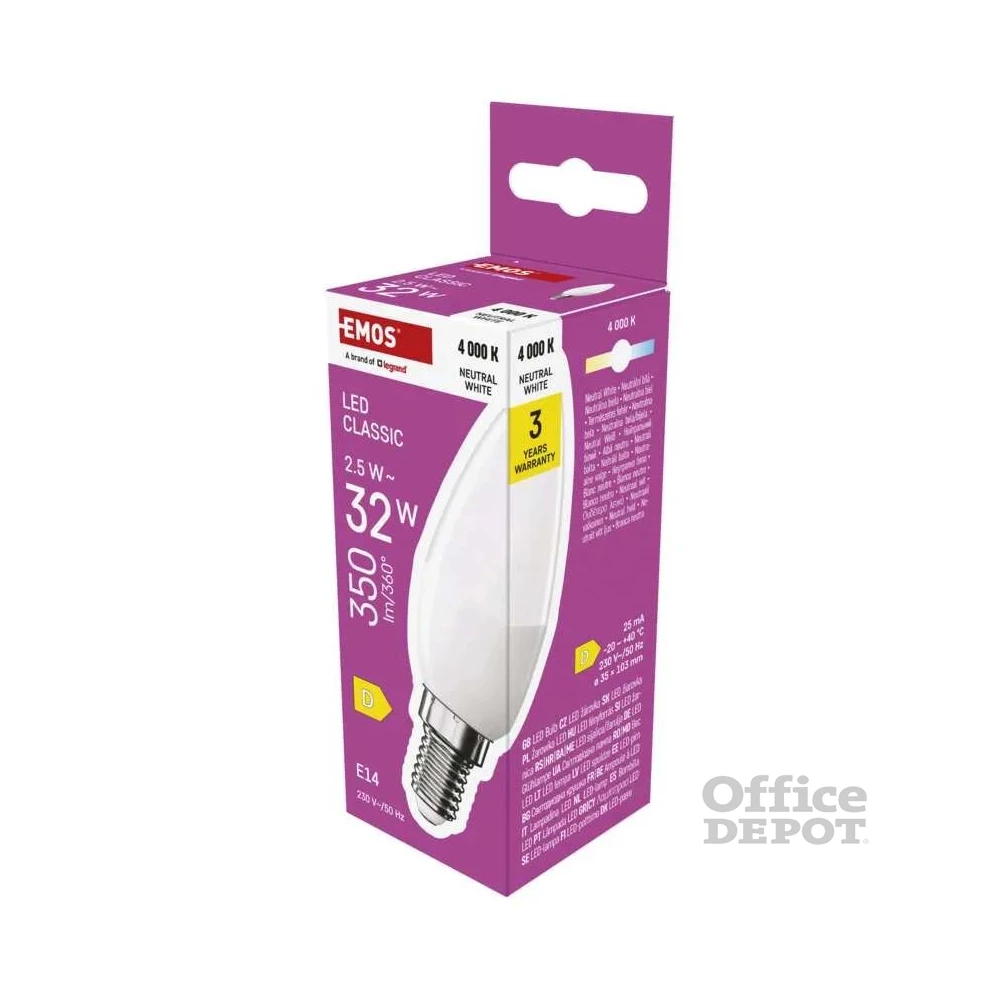 Emos ZQ3D13 Classic 2,5W 350lm E14 természetes fehér LED gyertya izzó