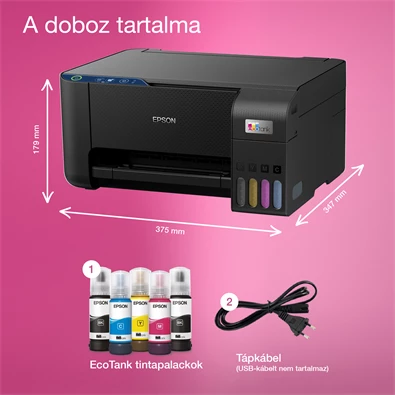 Epson EcoTank L3231 színes nyomtató MFP, USB, 8100/6500 oldal tinta a dobozban