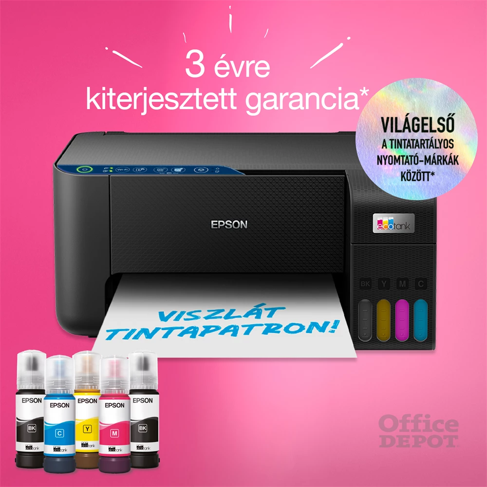 Epson EcoTank L3271 színes nyomtató MFP, WiFi/USB, 8100/6500 oldal tinta a dobozban