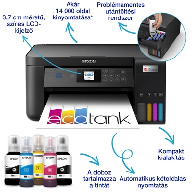 Epson EcoTank L4260 színes tintasugaras fekete multifunkciós nyomtató Epson EcoTank L4260 színes tintasugaras fekete multifunkciós nyomtató