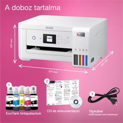 Epson EcoTank L4266 színes nyomtató MFP, Duplex, WiFi/USB, 14 000/5200 oldal tinta a dobozban