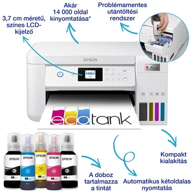 Epson EcoTank L4266 színes nyomtató MFP, Duplex, WiFi/USB, 14 000/5200 oldal tinta a dobozban