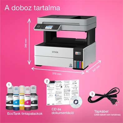 Epson EcoTank L6490 színes nyomtató MFP, Duplex, WiFi/USB/LAN, 13 000/5200 oldal tinta a dobozban