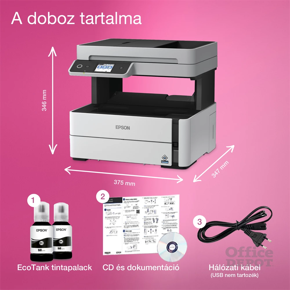 Epson EcoTank M3170 mono nyomató MFP, Duplex, WiFi, 11 000 oldal tinta a dobozban