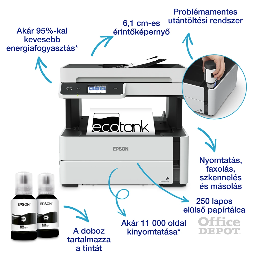 Epson EcoTank M3170 mono nyomató MFP, Duplex, WiFi, 11 000 oldal tinta a dobozban