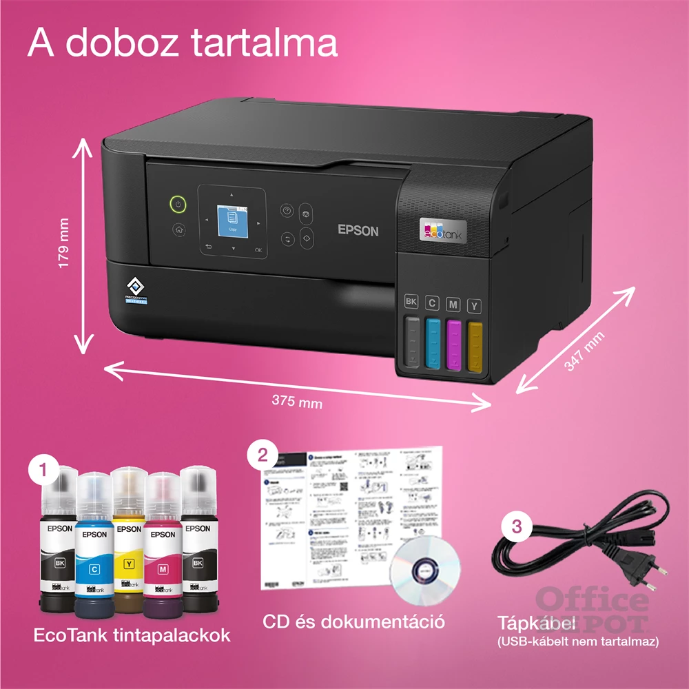 Epson EcoTank L3560 színes nyomtató MFP, WiFi/USB, 6600/5900 oldal tinta a dobozban