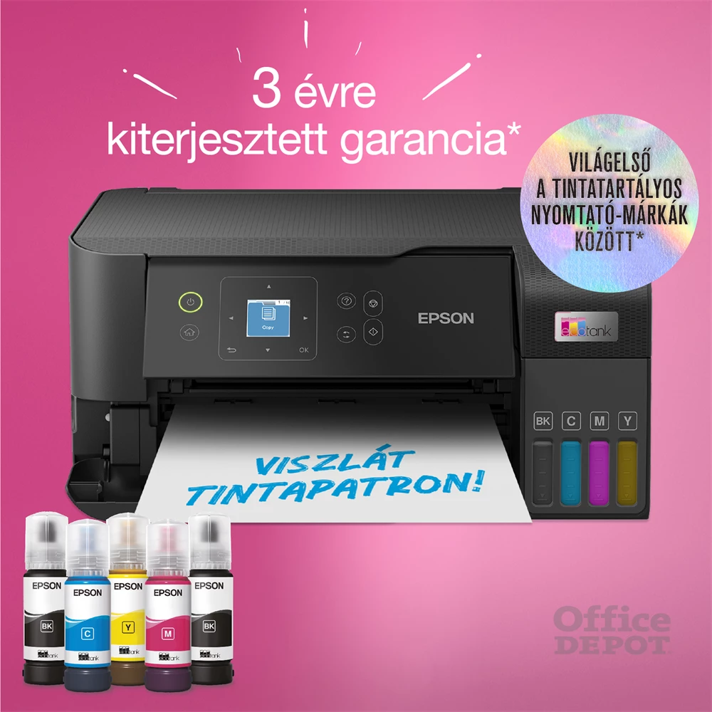 Epson EcoTank L3560 színes nyomtató MFP, WiFi/USB, 6600/5900 oldal tinta a dobozban