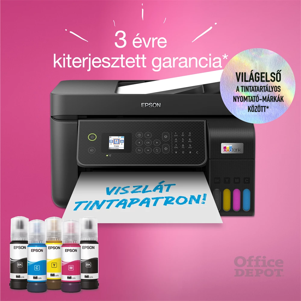 Epson EcoTank L5310 színes nyomtató MFP, WiFi/LAN, 8100/6500 oldal tinta a dobozban