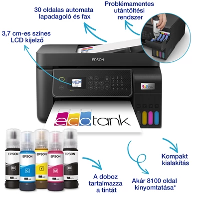Epson Ecotank L5310 A4 MFP ADF Ethernet/WIFI színes multifunkciós tintasugaras nyomtató Epson Ecotank L5310 A4 MFP ADF Ethernet/WIFI színes multifunkciós tintasugaras nyomtató