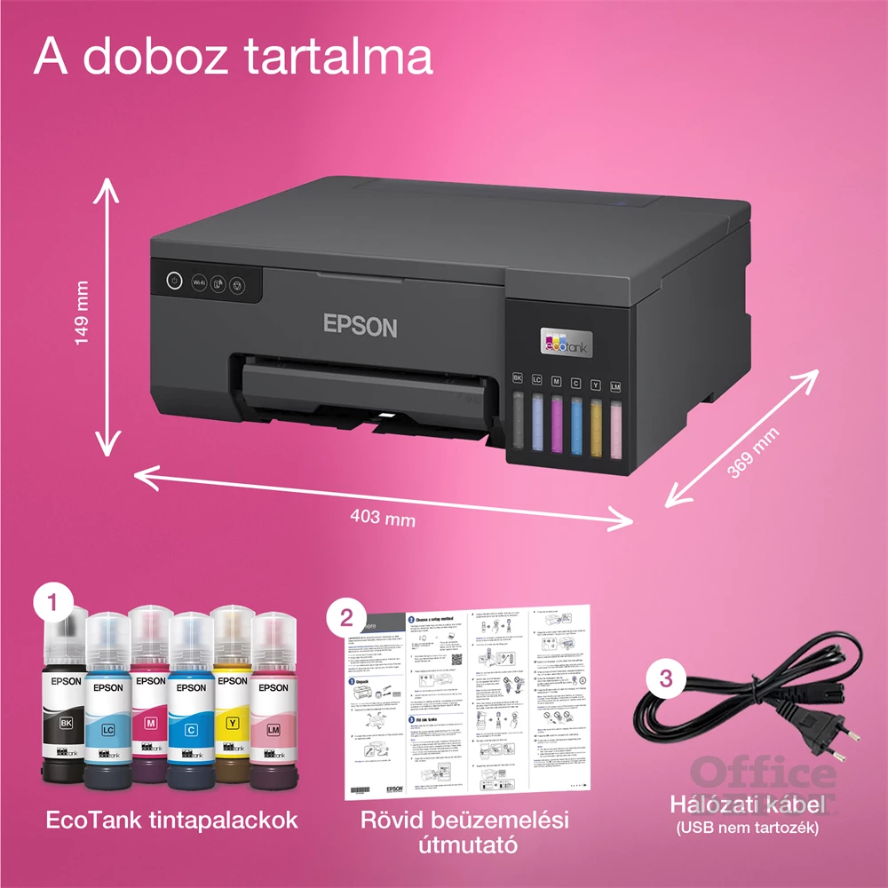 Epson EcoTank L8050 fotónyomtató WiFi/USB, 1500 fotóra elegendő tinta a dobozban