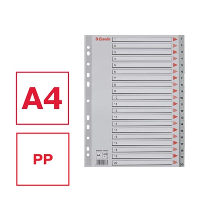 Esselte A4 1-20 műanyag regiszter Esselte A4 1-20 műanyag regiszter