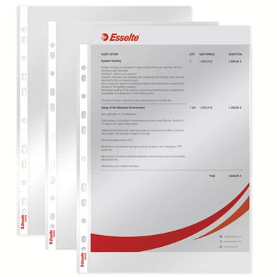 Esselte A4 55mikron 100db víztiszta lefűzhető genotherm Esselte A4 55mikron 100db víztiszta lefűzhető genotherm