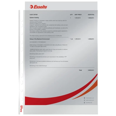 Esselte A4 55mikron 100db víztiszta lefűzhető genotherm Esselte A4 55mikron 100db víztiszta lefűzhető genotherm