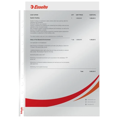 Esselte A4 75mikron 100db víztiszta lefűzhető genotherm Esselte A4 75mikron 100db víztiszta lefűzhető genotherm