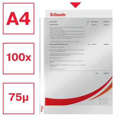 Esselte A4 75mikron 100db víztiszta lefűzhető genotherm Esselte A4 75mikron 100db víztiszta lefűzhető genotherm