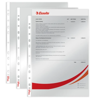 Esselte A4 75mikron 100db víztiszta lefűzhető genotherm Esselte A4 75mikron 100db víztiszta lefűzhető genotherm