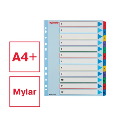 Esselte A4 extra széles 1-12 újraírható regiszter Esselte A4 extra széles 1-12 újraírható regiszter