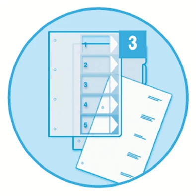 Esselte A4 extra széles 1-5 nyomtatható regiszter Esselte A4 extra széles 1-5 nyomtatható regiszter