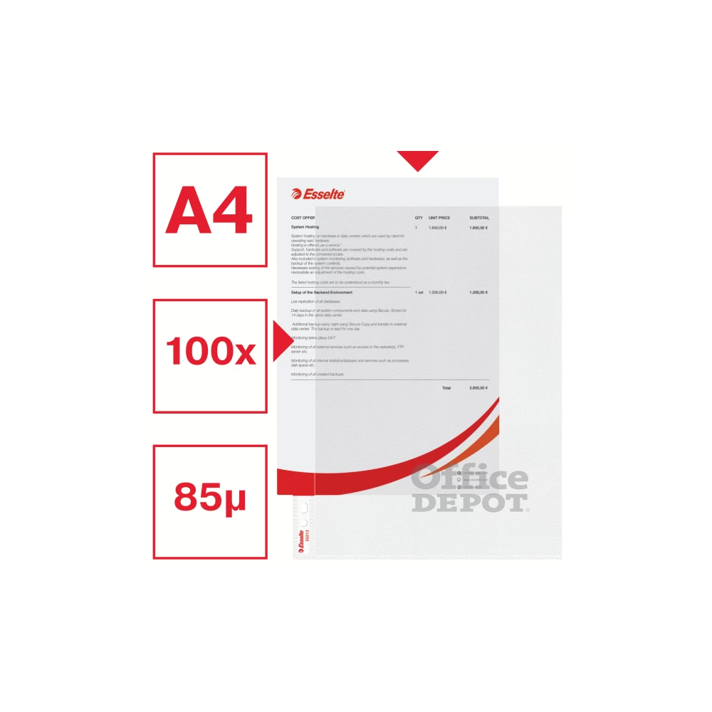 Esselte A4 narancsos speciális 100db/cs lefűzhető genotherm