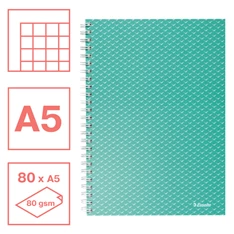 Esselte ColourBreeze A5 kockás zöld spirálfüzet Esselte ColourBreeze A5 kockás zöld spirálfüzet