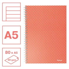 Esselte ColourBreeze A5 vonalas korall spirálfüzet Esselte ColourBreeze A5 vonalas korall spirálfüzet