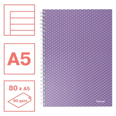 Esselte ColourBreeze A5 vonalas levendula spirálfüzet Esselte ColourBreeze A5 vonalas levendula spirálfüzet