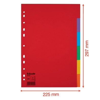 Esselte Economy A4 karton 6 részes elválasztólap Esselte Economy A4 karton 6 részes elválasztólap