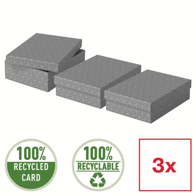 Esselte Home 3db/csomag szürke ajándék/tárolódoboz Esselte Home 3db/csomag szürke ajándék/tárolódoboz