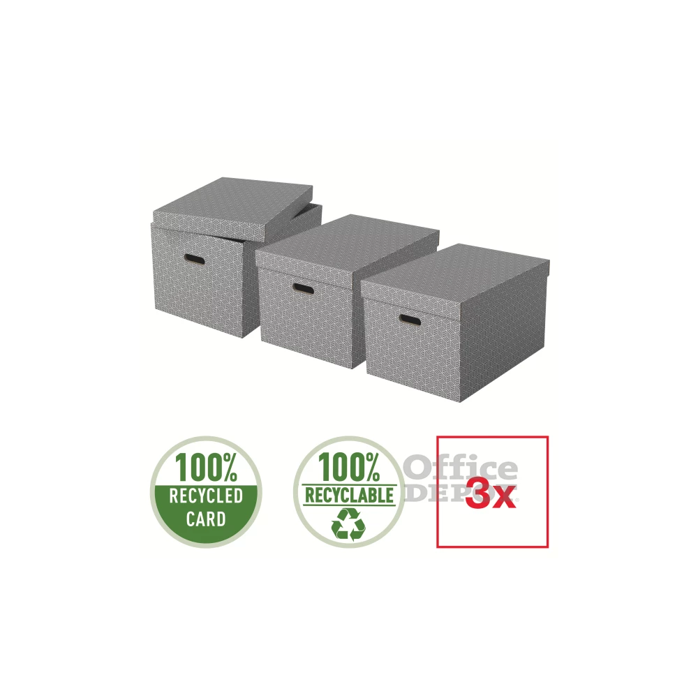 Esselte Home L méret 3db/csomag szürke tárolódoboz