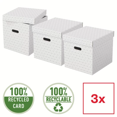 Esselte Home kocka alakú 3db/csomag fehér tárolódoboz Esselte Home kocka alakú 3db/csomag fehér tárolódoboz