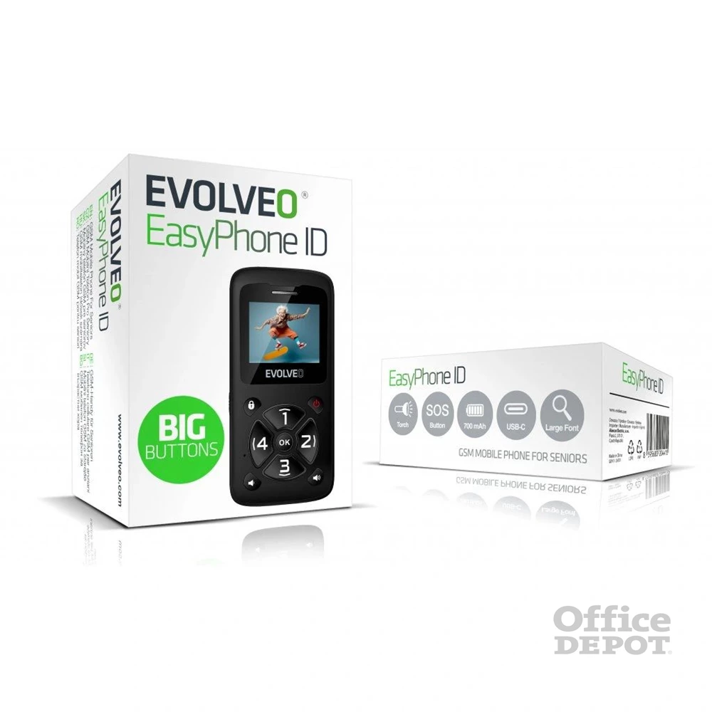 Evolveo EasyPhone ID 1,77" fekete mobiltelefon