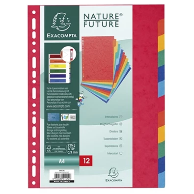 Exacompta A4 12 részes karton színes elválasztólap Exacompta A4 12 részes karton színes elválasztólap