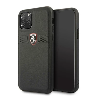FERRARI Off Track iPhone 11 Pro fekete szemcsés bőr hátlap FERRARI Off Track iPhone 11 Pro fekete szemcsés bőr hátlap