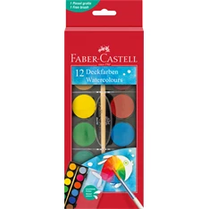Faber-Castell 30 mm 12 színű vízfesték készlet ecsettel