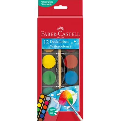 Faber-Castell 30 mm 12 színű vízfesték készlet ecsettel