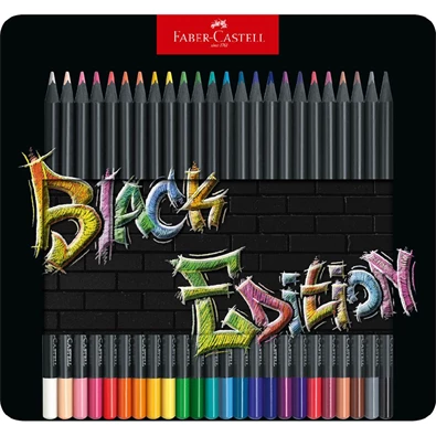 Faber-Castell Black Edition 24 db-os klt fekete test fém dobozban színes ceruza készlet Faber-Castell Black Edition 24 db-os klt fekete test fém dobozban színes ceruza készlet