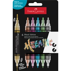Faber-Castell Black Edition Shake&Paint Metál 6 db kétvégű akrilfilctoll készlet Faber-Castell Black Edition Shake&Paint Metál 6 db kétvégű akrilfilctoll készlet