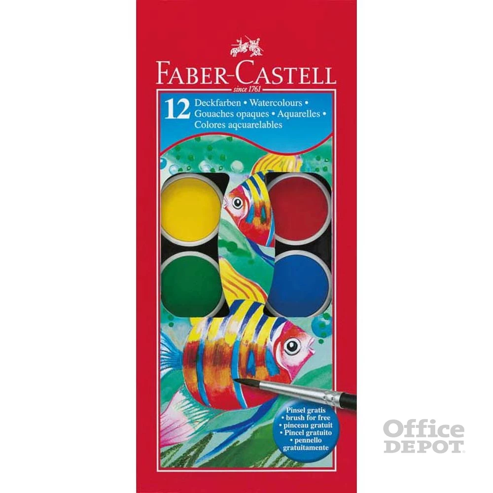 Faber-Castell 30 mm 12 színű vízfesték készlet ecsettel
