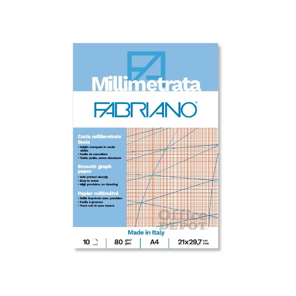 Fabriano A4 80g 10lapos milliméterpapír tömb