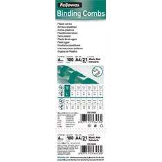 Fellowes 12mm 100db-os 56-80lapos fekete műanyag spirál