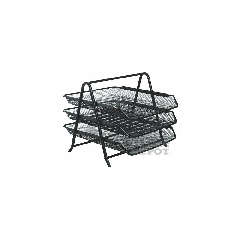 Fémhálós 3 emeletes fekete irattálca