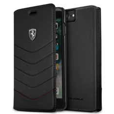 Ferrari Heritage iPhone 7 Plus fekete tűzdelt/kinyitható bőr tok Ferrari Heritage iPhone 7 Plus fekete tűzdelt/kinyitható bőr tok