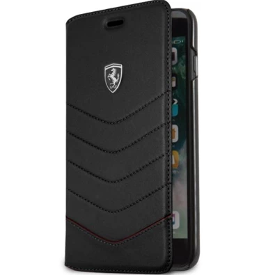 Ferrari Heritage iPhone 7 Plus fekete tűzdelt/kinyitható bőr tok Ferrari Heritage iPhone 7 Plus fekete tűzdelt/kinyitható bőr tok