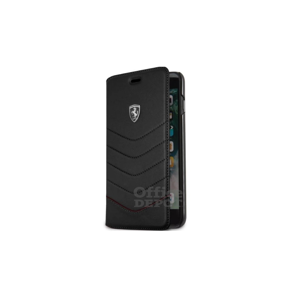 Ferrari Heritage iPhone 7 Plus fekete tűzdelt/kinyitható bőr tok