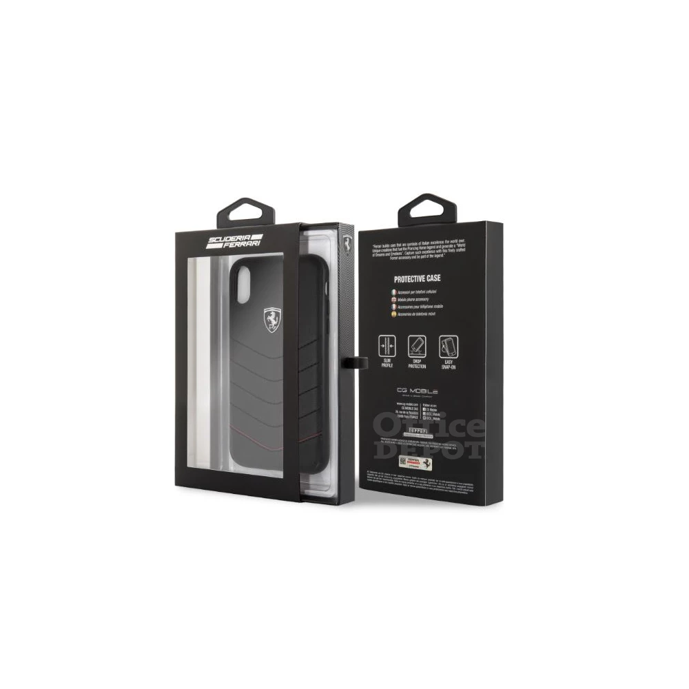 Ferrari Heritage iPhone XR fekete tűzdelt/kemény bőr tok